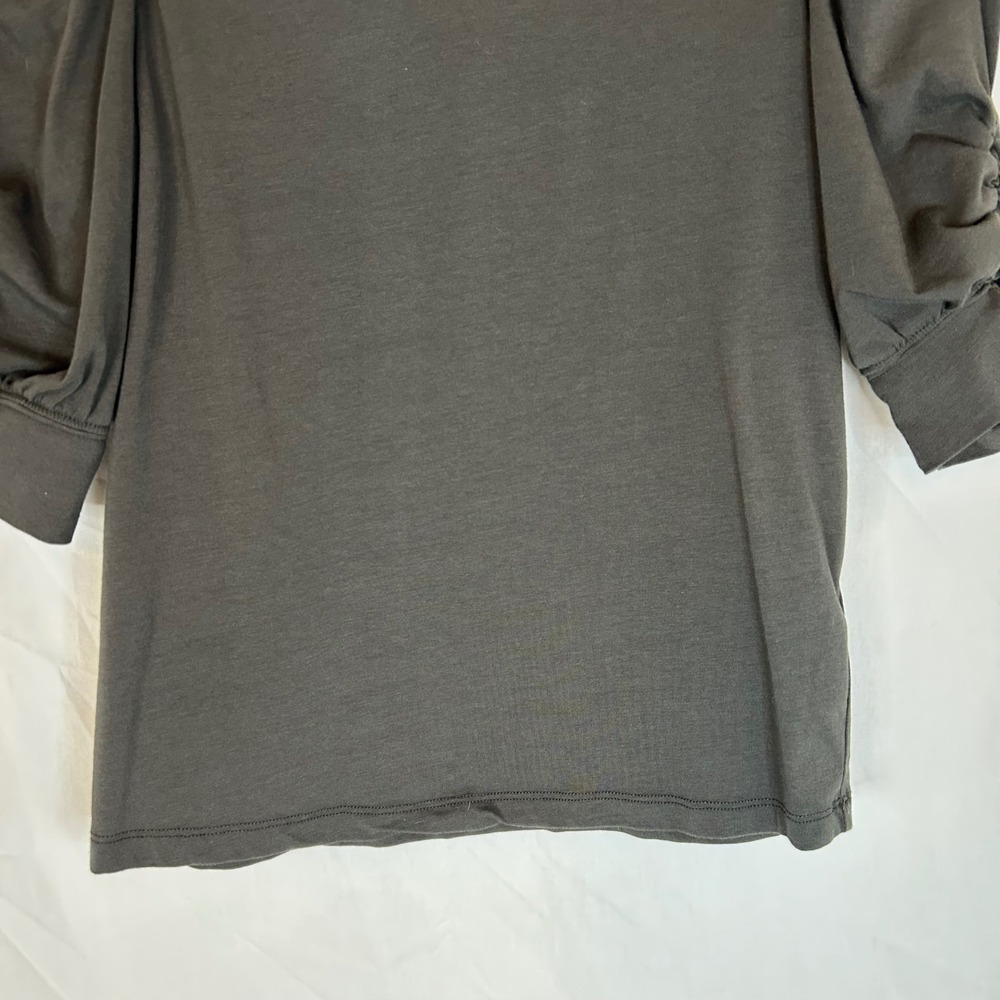 Habitual Olive Green Puff Sleeve Knit Top Ruched Sleeve Casual‎ Tee XS - Picture 3 of 12